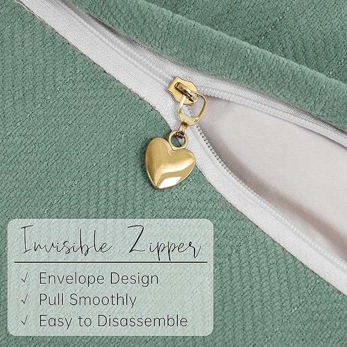 ZWJD Dusty Green Pillow Covers 16x16 Set of 2 Chenille Throw Pillow Covers with Elegant Design Soft and Luxurious Decorative Throw Pillows for Couch, Bed, and Home Decor