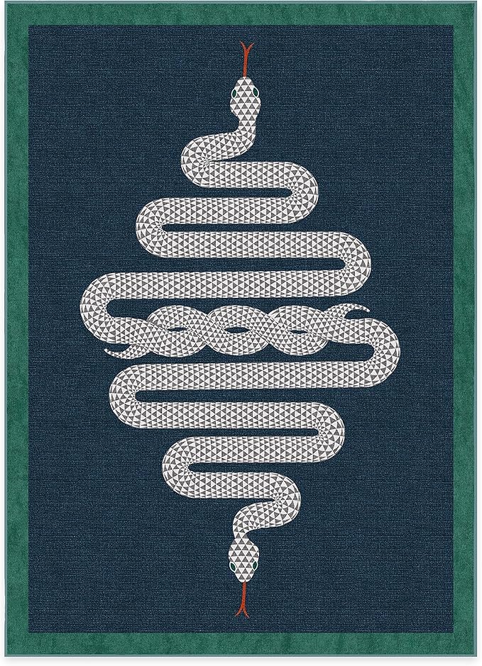 RUGGABLE x Jonathan Adler Machine Washable Modern Area Rug – Venom Sapphire 5x7, Stain-Resistant, Non-Slip – Medium Rugs for Living Room, Bedroom, Hallway, Entryway & Office–with Standard Pad
