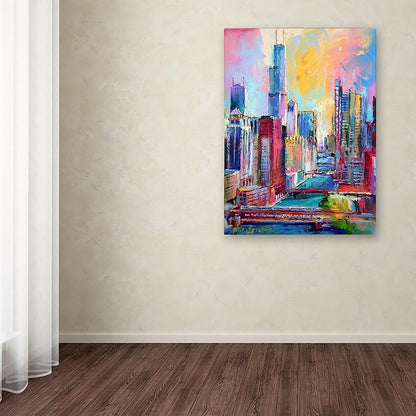 Canvas Wall Art - Richard Wallich 'Chicago 3' Wall Art for Living Room, Bedroom, or Office Décor by Trademark Fine Art