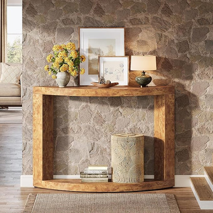 Tribesigns 2-Tier Console Table for Living Room, 47.24" Modern Entryway Table for Foyer, Hallway, Brown