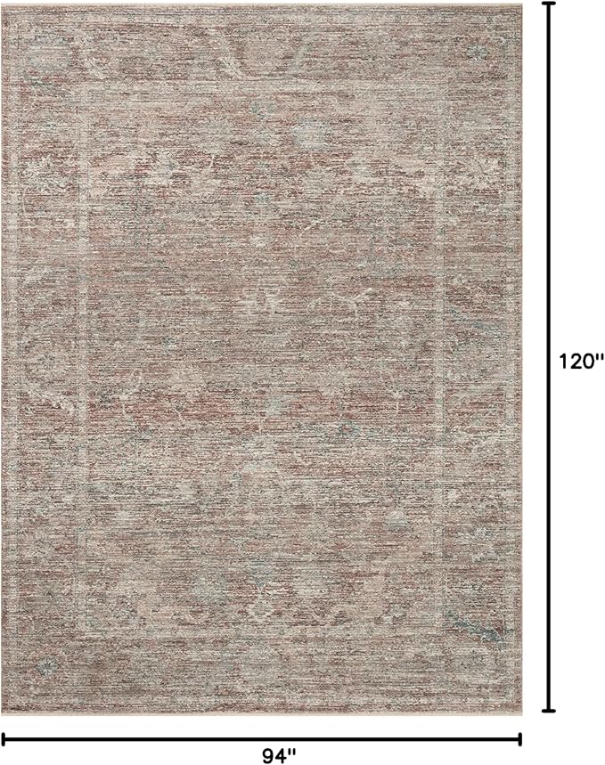 Loloi Magnolia Home by Joanna Gaines Millie Collection MIE-04 Brick/Fog 7'-10" x 10', .25" Pile Height, Area Rug