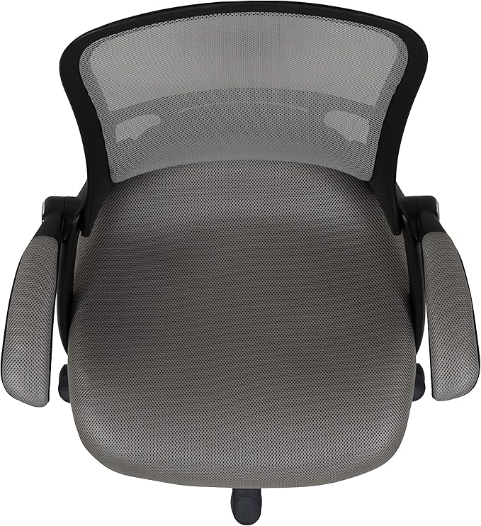 Flash Furniture Porter High-Back Swivel Office Chair with Adjustable Lumbar Support and Seat Height, Ergonomic Mesh Desk Chair with Flip-Up Armrests, Gray/Black