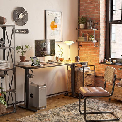 FEZIBO One-Piece Standing Desk Adjustable Height Stand up Home Office Desk, 40x24 Inch Electric Standing Computer Desk, with 4 Memory Presets, Headphone Hook, Rustic Brown