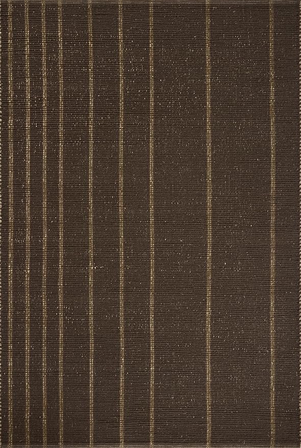 Loloi Leanne Ford Weatherstaff Collection WTS-01 Espresso/Natural 5'-0" x 7'-6" Area Rug Jute, Striped, Neutral, Living Room, Bedroom, Dining Room