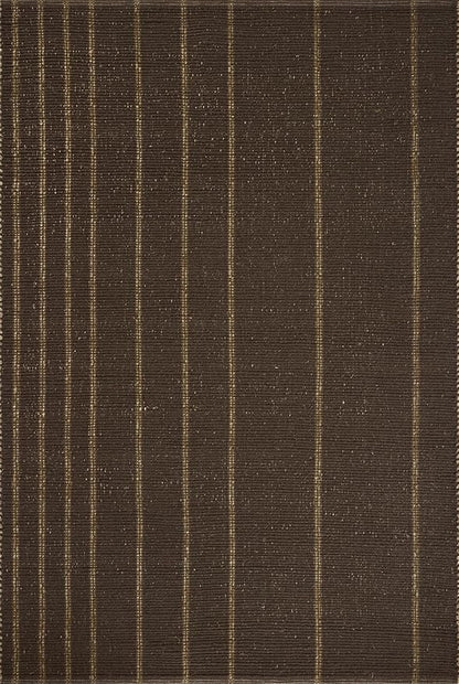 Loloi Leanne Ford Weatherstaff Collection WTS-01 Espresso/Natural 7'-9" x 9'-9" Area Rug Jute, Striped, Neutral, Living Room, Bedroom, Dining Room