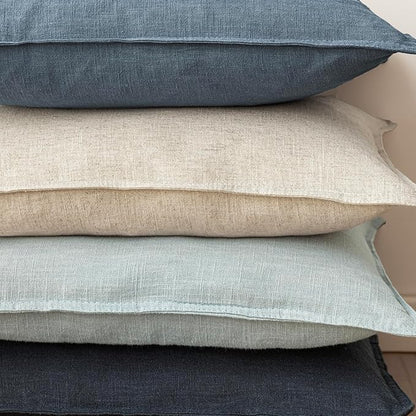 Foindtower Set of 2, Decorative Linen Soild Throw Pillow Covers Soft Accent Euro Cushion Case Boho Farmhouse Neutral Pillowcase for Couch Sofa Bedroom Living Room Home Decor 26 x 26 Inch Misty Blue