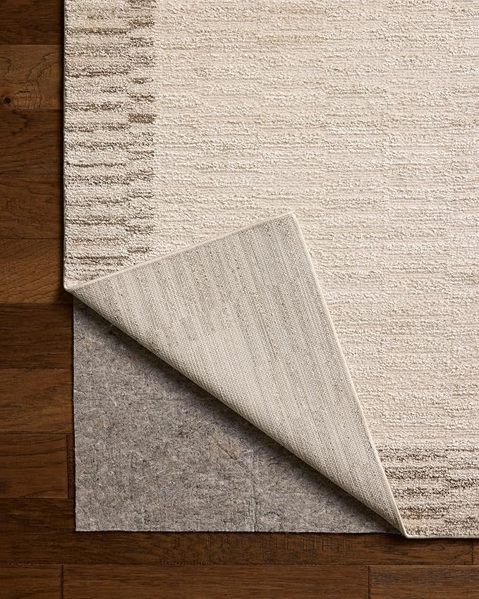 Loloi Chris Loves Julia Calvin Collection CLV-04 Ivory/Pebble 5'-3" x 5'-3" Round Area Rug Checkered Neutral Soft Living Room Bedroom Carpet