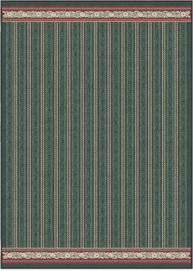 RUGGABLE x Morris & Co Machine Washable Area Rug – Fruit Stripe Spruce Green 10x14, Stain-Resistant, Non-Slip – Large Rugs for Living Room, Bedroom, Hallway, Entryway & Office–with Cushioned Pad