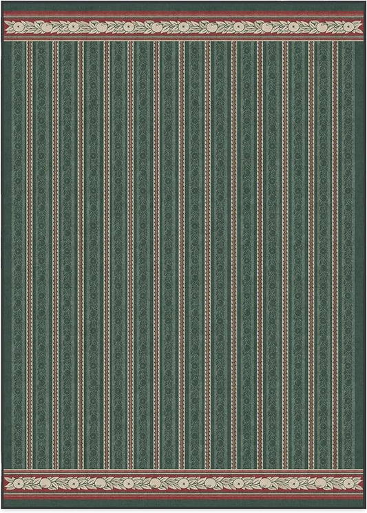 RUGGABLE x Morris & Co Machine Washable Area Rug – Fruit Stripe Spruce Green 10x14, Stain-Resistant, Non-Slip – Large Rugs for Living Room, Bedroom, Hallway, Entryway & Office–with Cushioned Pad
