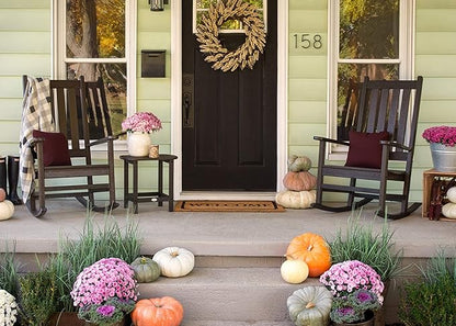 POLYWOOD Vineyard 3-Piece Rocking Chair Patio Set, Wide Outdoor Composite Rocking Chairs with Side Table, Mahogany Porch Rockers