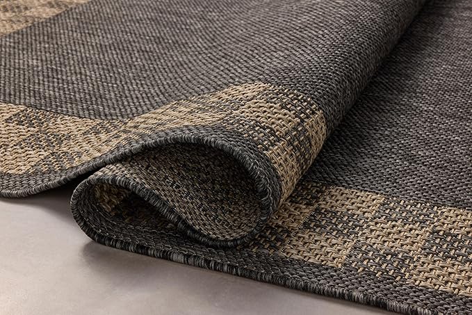 Loloi Chris Loves Julia Providence Collection PRC-01 Charcoal/Natural 5' x 7'-7", .12" Pile Height, Indoor/Outdoor Area Rug