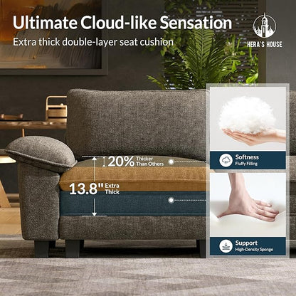 HERA'S HOUSE 158" Modular Sectional Sofa, Oversized Couches for Living Room, Comfy Cloud Couch 4-Seater Deep Seat Sofa with Throw Pillow, Chenille Ash