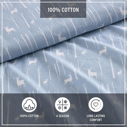 Eddie Bauer - Twin Sheets, Cotton Flannel Bedding Set, Brushed For Extra Softness, Cozy Home Decor (Birch Forest, Twin)