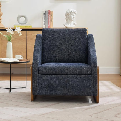 Modern Upholstered Armchair with Wooden Frame, 29" W x 29" D x 29" H, Light Gray Chenille Fabric, Living Room Accent Chair (Blue)