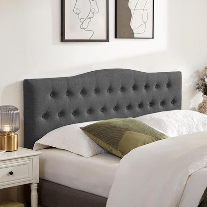 Tufted Upholstered Headboard California King, Sturdy and Durable Solid Wood Bed headboard, Fabric Headboard Adjustable Height from 37” to 51”, Button Diamond Design Head Board, Black