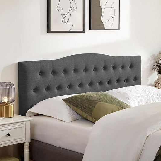 Tufted Upholstered Headboard California King, Sturdy and Durable Solid Wood Bed headboard, Fabric Headboard Adjustable Height from 37” to 51”, Button Diamond Design Head Board, Black