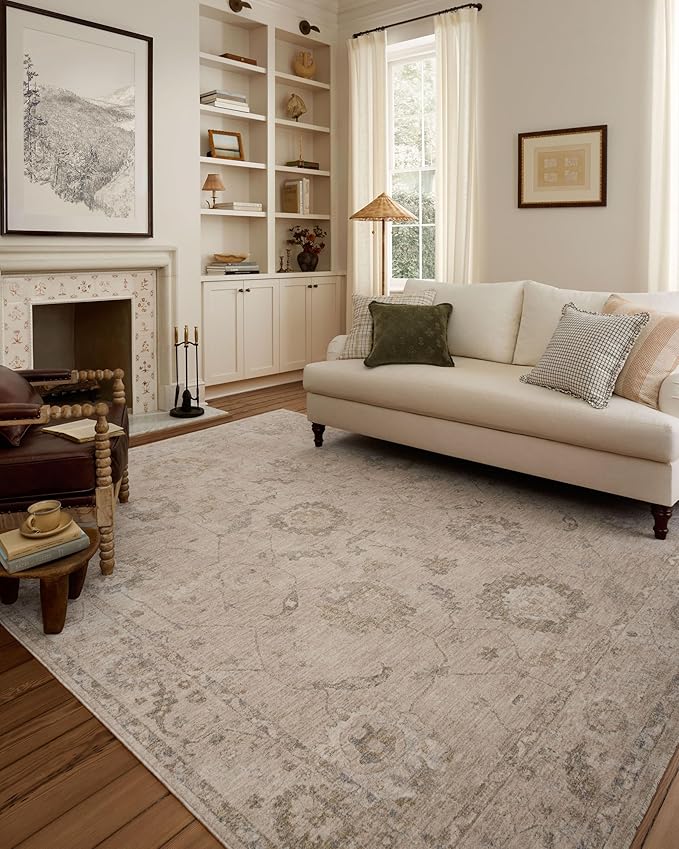 Loloi Chris Loves Julia Louisa Collection LOI-02 Oatmeal/Slate 3'-6" x 5'-6", .38" Pile Height, Accent Rug