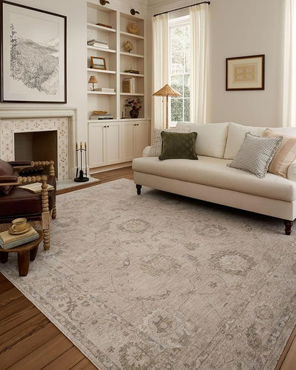 Loloi Chris Loves Julia Louisa Collection LOI-02 Oatmeal/Slate 2'-7" x 14', .38" Pile Height, Runner Rug