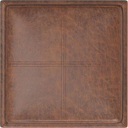 SIMPLIHOME Rockwood 18 inch Wide Contemporary Square Cube Storage Ottoman with Tray in Distressed Saddle Brown Vegan Faux Leather, Assembled, For the Living Room, Entryway and Family Room