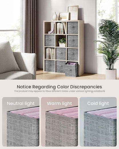 SONGMICS Storage Cubes, 10.2 x 10.2 x 11 Inches Non-Woven Fabric Bins with Double Handles, Set of 8, Closet Organizers for Shelves, Foldable, for Clothes, Cattail Gray UROB826G01