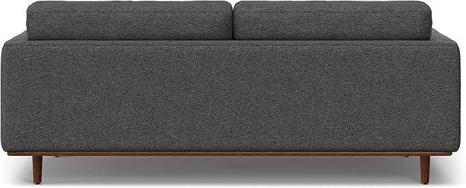 SIMPLIHOME Morrison 89-inch Wide Sofa in Charcoal Grey Woven-Blend Fabric, Handcrafted Mid-Century Modern Couch for Living Room or Family Room, Single Bench Cushion, Bolster Pillows