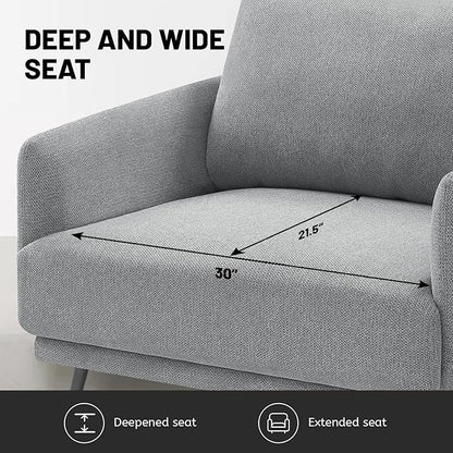 Oversized Accent Chair for Living Room Chairs Reading Arm Chair Comfy Modern Single Sofa Side Chairs with Metal Legs & Soft Cushion for Bedroom, Waiting Room (Polyster Light Grey, Set of 1)