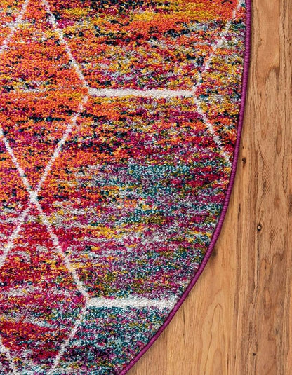 Unique Loom Trellis Frieze Collection Area Rug - Geometric (4' x 6' Oval, Multi/ Ivory)