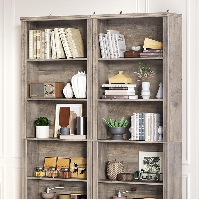 75" Tall Bookshelf & Bookcase, 6-Tier Adjustable Storage Shelves, Book Shelf with Anti-Tipping Device, Floor Standing Modern Display Rack for Living Room, Bedroom, Office, Grey