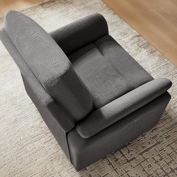 VANOMi Power Recliner Chair Swivel Glider, Electric Rocking Recliner Chairs with USB and Type-C Ports, Nursery Chair Recliner for Office, Living Room, Bedroom（Dark Gray）