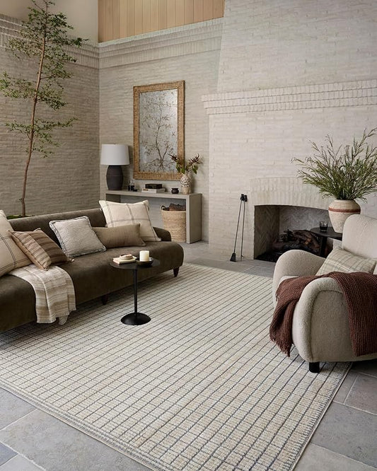 Loloi Amber Lewis Bexley Collection BEX-04 Slate/Natural 11'-6" x 15' Area Rug Neutral, Textured, Living, Bedroom, Dining, Carpet