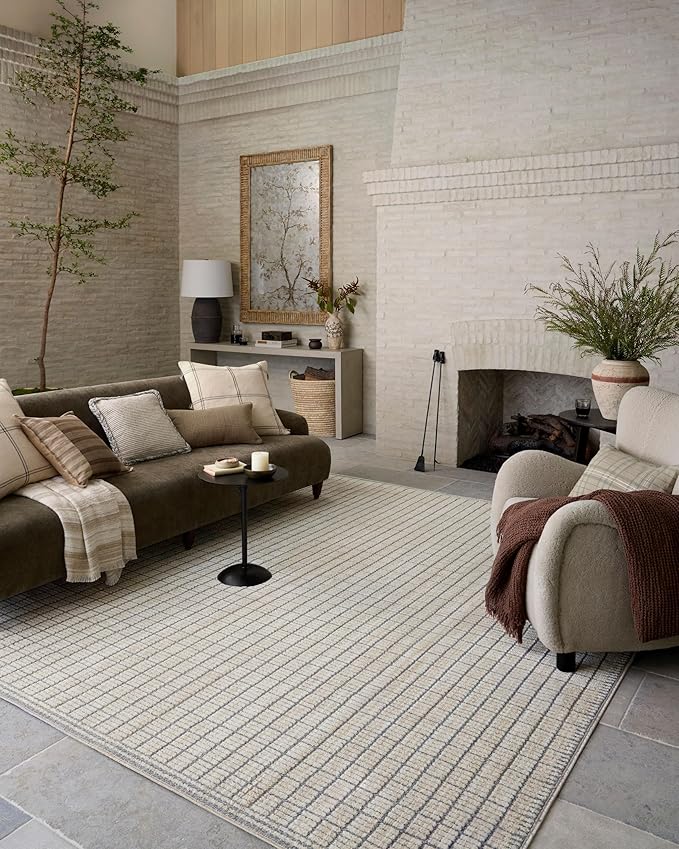 Loloi Amber Lewis Bexley Collection BEX-04 Slate/Natural 2'-7" x 8'-0" Runner Rug Neutral, Textured, Living, Bedroom, Dining, Carpet