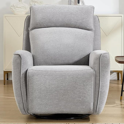 INZOY Nursing Rocking Chair Recliner, Swivel Rocker Recliner, Swivel Glider Rocking Recliners with Soft Backrest, Chenille Fabric Manual Reclining Sofa for Living Room Bedroom Apartment, Grey
