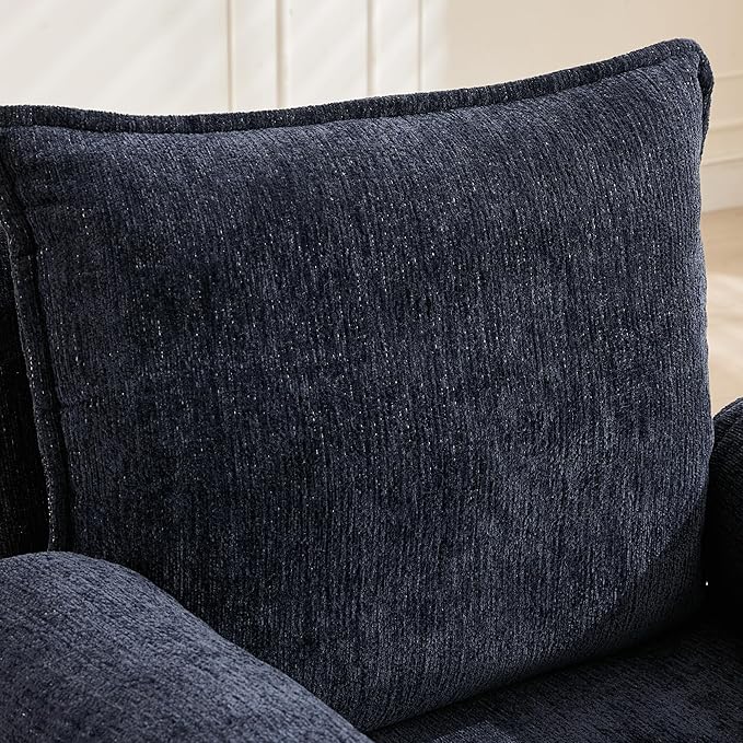 Xifan Modern Comfy Reclining Chair with 6 Angle Adjustable Backrest, Upholstered Accent Chair Fabric Living Room Lounge Chair for Reading Room - Dark Blue, Set of 2