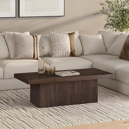 Henn&Hart 48" Wide Rectangular Coffee Table in Alder Brown, for Home, Living Room, Bedroom, Entertainment Room, Office