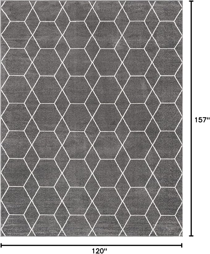 Unique Loom Trellis Frieze Collection Area Rug - Geometric (10' x 13', Dark Gray/ Ivory)