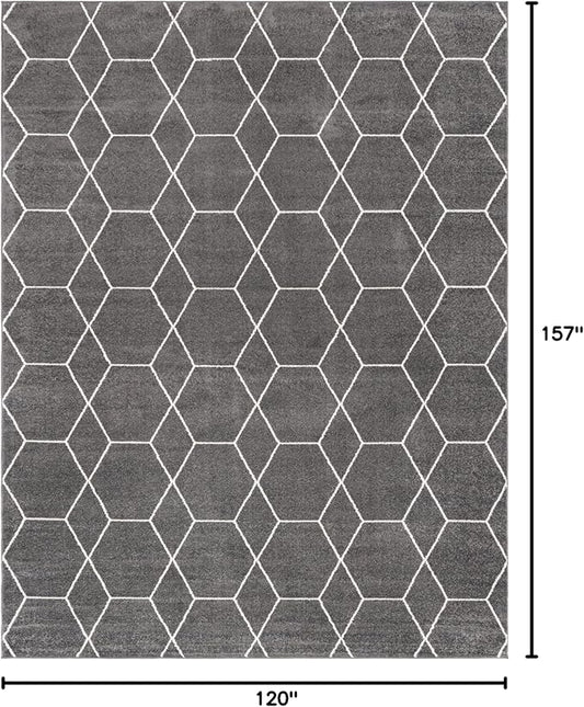 Unique Loom Trellis Frieze Collection Area Rug - Geometric (10' x 13', Dark Gray/ Ivory)