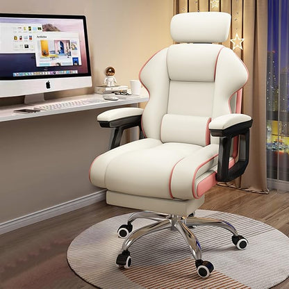 Executive Computer Chair Home Office Desk Chair,Adjustable Angle, Ergonomic Adjustable Height PU Leather Chairs with Cushions Armrest for Long Time Seating-High Office Chair with Footrest
