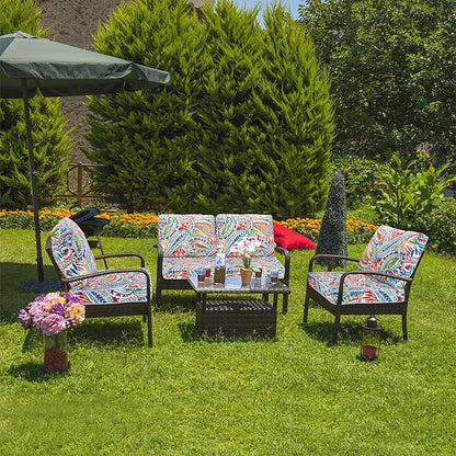 JMGBird Outdoor Chair Cushion Tufted Pillow, Deep Seat Outdoor Cushion Set 19"x19" Seat Cushions for Outdoor Furniture