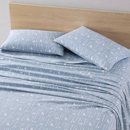Eddie Bauer - Full Sheets, Cotton Flannel Bedding Set, Brushed For Extra Softness, Cozy Home Decor (Birch Forest, Full)