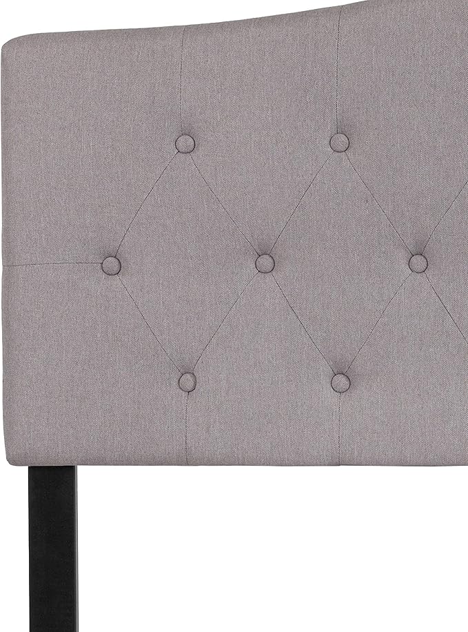 BizChair Arched Button Tufted Full Size Headboard in Light Gray Fabric