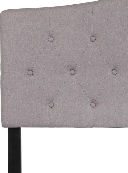 BizChair Arched Button Tufted Full Size Headboard in Light Gray Fabric