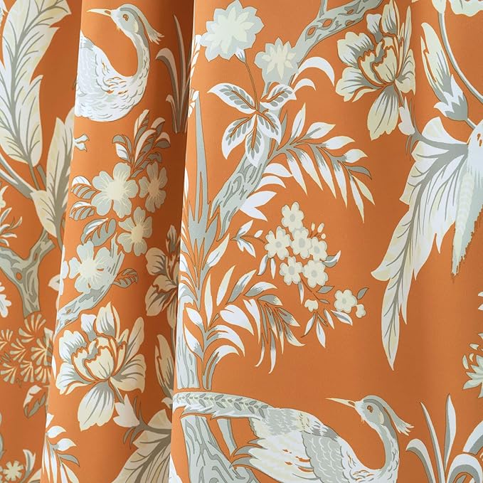 Lush Decor Dolores Light Filtering Valance Curtains Single, 52" W x 18" L Orange - Valances for Windows - Vintage Valance Floral - Coquette Decor