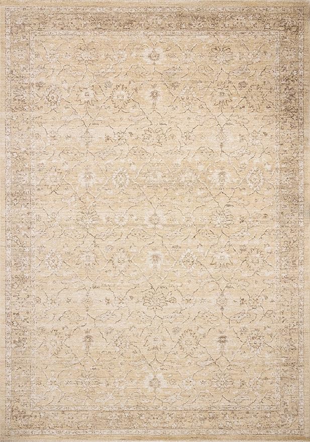 Loloi Chris Loves Julia Palma Collection PLM-10 Wheat/Bark 2'-7" x 10'-0" Fringe Runner Rug Vintage Style Boho Living Room Bedroom Carpet