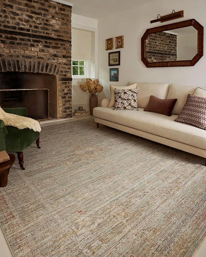 Loloi Chris Loves Julia Ida Collection IDA-05 Spa/Sunrise 6'-3" x 9'-4", .19" Pile Height, Area Rug
