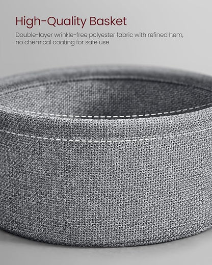 VASAGLE LILEA Collection - Side Table with Charging Station, Round End Table with Fabric Basket, Nightstand with USB Ports, for Living Room, Bedroom, Modern, Ebony Black and Slate Gray ULET228B01