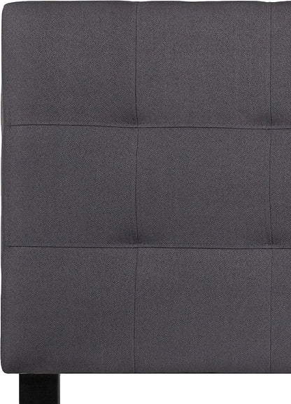 EMMA + OLIVER Quilted Tufted Upholstered Twin Size Headboard in Dark Gray Fabric