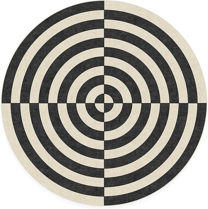 RUGGABLE x Jonathan Adler Machine Washable Modern Area Rug– Op Art Charcoal 6 ft Round, Stain-Resistant, Non-Slip – Medium Rugs for Living Room, Bedroom, Hallway, Entryway & Office–with Cushioned Pad