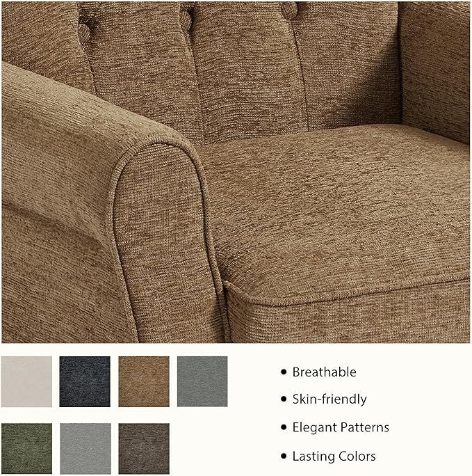 Lumibee High Back Accent Chair Set of 2,Upholstered Wingback Armchair with Solid Wood Legs for Small Spaces,Comfy Single Sofa Chair for Living Room,Bedroom,Office-Brown