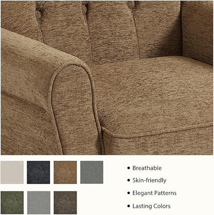 Lumibee High Back Accent Chair,Upholstered Wingback Armchair with Solid Wood Legs for Small Spaces,Comfy Single Sofa Chair for Living Room,Bedroom,Office-Gray