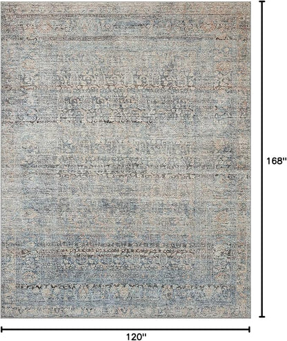 Loloi Amber Lewis Billie Collection BIL-05 Denim/Blush 10'-0" x 14'-0", 0.19" Thick Area Rug